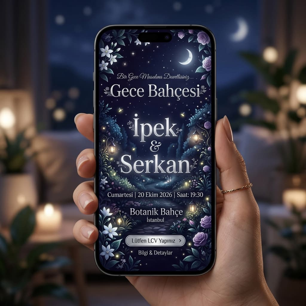 Gece Bahçesi davetiye tasarımı