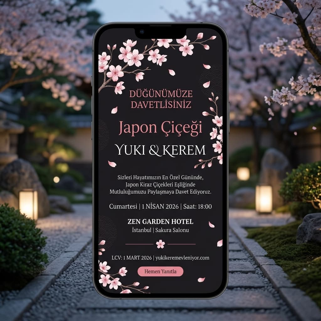 Japon Çiçeği davetiye tasarımı