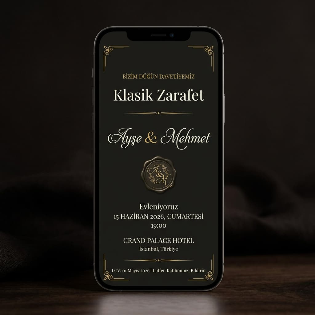 Klasik Zarafet davetiye tasarımı