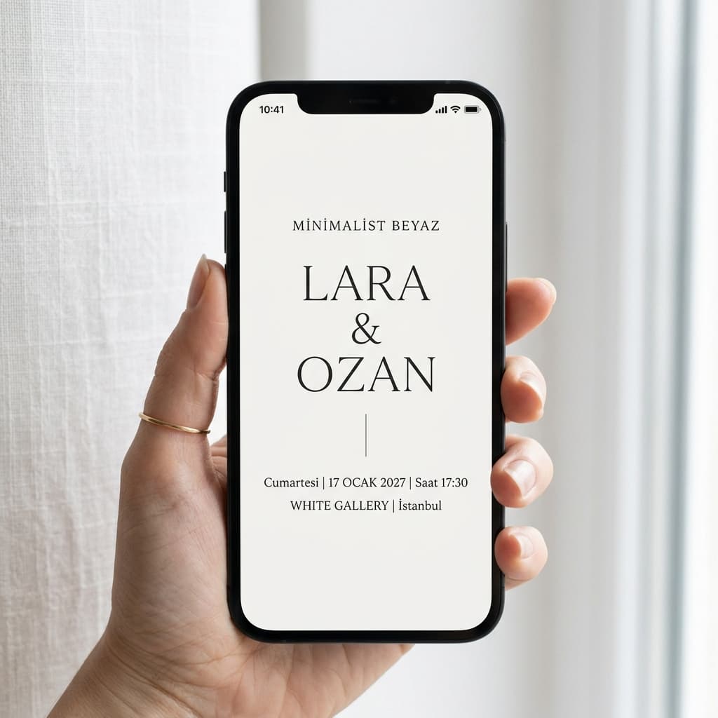 Minimalist Beyaz davetiye tasarımı