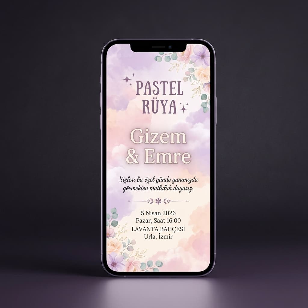 Pastel Rüya davetiye tasarımı